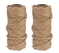 Relaxdays Natural Rope, 2X Set, Jute, Plant, Twine, Handicraft, Garden Decorations, Hessian Thread, 6mm Thick, 30m Long, 20 x 9 cm