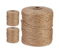Relaxdays Natural Rope, 3X Set, Jute, Plant, Twine, Handicraft, Garden Decorations, Hessian Thread, 3mm Thick, 100m Long, 10 x 9 cm
