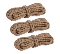 Relaxdays Natural Rope, 3X Set, Jute, Plant, Twine, Handicraft, Garden Decorations, Hessian Thread, 8mm Thick, 10m Long, 24 x 8 x 6 cm