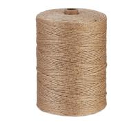 Relaxdays Natural Rope, Jute, Plant, Twine, Handicraft, Garden Decorations, Hessian Thread, 2 mm Thick, 400 m Long, 15 x 11 cm