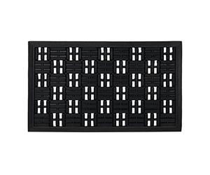 Relaxdays Natural Rubber Grid Doormat, 45 x 75 cm, Door Mat Inside & Outside, Non-Slip Bottom, With Studs, Black