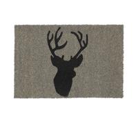Relaxdays Elk Deer Door Mat Doormat Coir, 40x60 cm, Door Mat Inside & Outside, Non-Slip Wiper, Rectangular, Grey/Black