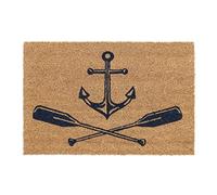Relaxdays Nautical Anchor and Oars Doormat Coir, 40x60 cm, Door Mat Inside & Outside, Non-Slip, Dark Blue/Natural Coir