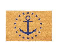 Relaxdays Nautical Anchor Stars Doormat Coir, 40x60 cm, Door Mat Inside & Outside, Non-Slip, Rectangular, Coir/Blue