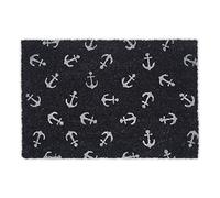 Relaxdays Nautical Anchors Doormat Coir, 40 x 60 cm, Door Mat Inside & Outside, Non-Slip, Rectangular, Dark Blue/White