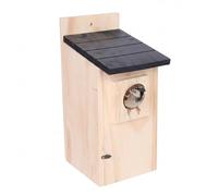 Relaxdays nest box for sparrows & tits, pine wood, 35 mm entrance, with flap, hanging birdhouse, natural