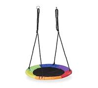 Relaxdays Nest Swing, Ø 100 cm, Round, Kids & Adults, Max. Load 150 kg, Height Adjustable, Outdoor Toy, Multicoloured, Steel