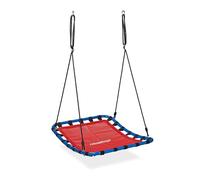 Relaxdays Nest Swing, Rectangular, Kids & Adults, Max. Load 100 kg, Height Adjustable, WxD 76 x 103 cm, Garden, Red