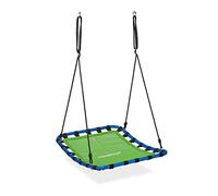 Relaxdays Nest Swing, Rectangular, Kids & Adults, Max. Load 100 kg, Height Adjustable, WxD 76 x 103 cm, Garden, Green
