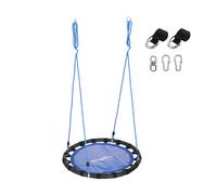 Relaxdays Nest Swing, Round Swing with Straps & Carabiners, Kids, Adjustable, Outdoor, Ø: 80 cm, up to 100 kg, Blue