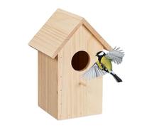 Relaxdays Nesting Box for Great Tit & Redstart, Hinged, Natural Wood, Birdhouse for Hanging, 25.5 x 17 x 16 cm, Natural