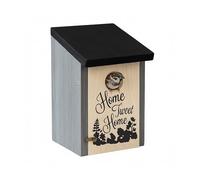 Relaxdays Nesting Box for Tits, Sparrows, 32 mm, Cleaning Flap, Wood, Bird House for Hanging, Nesting Cave, Grey/Black