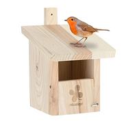 Relaxdays Nesting Box Half Cavity Breeder, Entrance Hole HxD 65 x 95 mm, Bird House Hanging, Natural Wood