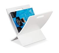 Relaxdays Newspaper Stand, Magazine Holder, Letter, Document, Storage, Decor, Handle, Wood, HxWxD: 31 x 30 x 34cm, White, Fibreboard, 31 x 30 x 34 cm