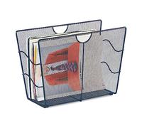 Relaxdays Newspaper Stand, Magazine Holder, Steel, Mesh, Letter, Document, Storage, Decor, HxWxD 27 x 39.5 x 17cm, Black, 27 x 39.5 x 17 cm