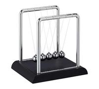 Relaxdays Newton’s Cradle, Classic Pendulum with 5 Balls, Decorative Physics Gadget for Your Desk, Silver