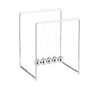 Relaxdays Newton’s Cradle, Pendulum with 5 Balls for Desk & Office, Metal, Physics Gadget, Silver