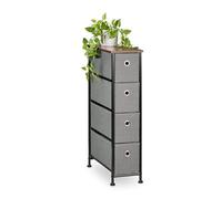Relaxdays Niche Shelf, 4 Fabric Drawers, Industrial Design, Bathroom & Kitchen Dresser, HWD: 76 x 20 x 48 cm, Brown/Grey