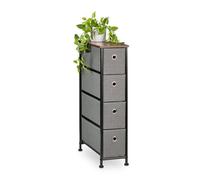 Relaxdays Niche Shelf, 4 Fabric Drawers, Industrial Design, Bathroom & Kitchen Dresser, HWD: 76 x 20 x 48 cm, Brown/Grey, Polyester