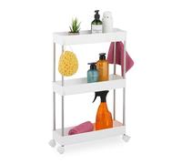 Relaxdays Niche Trolley, 80% plastic 20% stainless steel, White, 62 x 41.5 x 14.5 cm