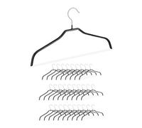 Relaxdays Non-Slip Clothes Hangers, Hooks, Shirt Holders, Metal, 42 cm, Set of 30, Black