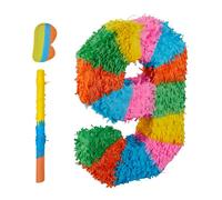 Relaxdays Number piñata with stick and mask