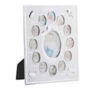 Relaxdays Nursery Picture Frame for 13 Photos, Month Aluminium Photo Calendar, 29 x 24 cm, Display Collage, White