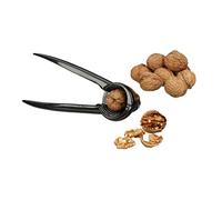Relaxdays Nutcracker for Walnuts, Aluminium Nut Tongs, Champagne Bottle Opener, HxWxD: 6 x 18.5 x 7.5 cm, Black, 7.5 x 18.5 x 6 cm