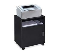 Relaxdays Office Cabinet, Storage, 3 Shelves, Cupboard, Tray, Home, Printer Table, Wheels, HxWxD: 57x48x34 cm, Black