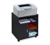 Relaxdays Office Cabinet, Storage, Shelves, Cupboard, Tray, Home, Printer Table, Wheels, HxWxD: 66.5x60x50 cm, Black, Fibreboard