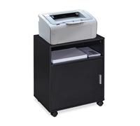 Relaxdays Office Cabinet, Storage, 3 Shelves, Cupboard, Tray, Home, Printer Table, Wheels, HxWxD: 57x48x34 cm, Black
