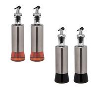 Relaxdays Oil and Vinegar Dispenser Set, 4 Glass Bottles, 300 ml, Pourer, Vinaigrette & Dressing, 25x6.5x6.5 cm, Silver, 25 x 6.5 x 6.5 cm