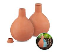 Relaxdays Ollas, set of 2, 1.5 l, clay, near-root irrigation, raised bed & greenhouse, less water loss, terracotta, Ceramics, 20 x 15 x 15 cm