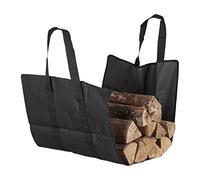 Relaxdays Open Firewood Bag, Polyester, Portable Log Holder Basket, Foldable Tote, Durable, Black