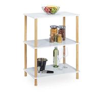 Relaxdays Open Shelf, Multipurpose Decorative Storage, 3 Tiers, Scandinavian Style, HWD: 79 x 60 x 40 cm, Natural/White, Fibreboard