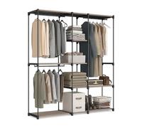 Relaxdays open wardrobe, shelves rails, clothes rack, flexible assembly system, white, Plastic, Iron, 182 x 182 x 43 cm