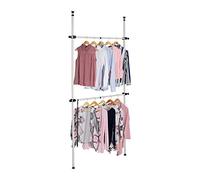 Relaxdays Open System with 2 Clothes Rails & Hanger Grips, Steel, Telescopic Wardrobe, White, 10% Plastic 90%, 1 Item