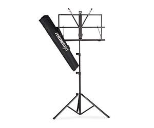 Relaxdays Orchestra Music Stand, Sheet Music Rest & Holder, Light & Foldable Desk, 60-130 cm, Black