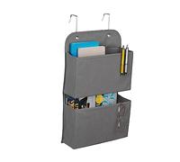 Relaxdays Organiser, 2 Compartments, Door & Wall, with Hooks to Hang, Bathroom, Hallway, 50 x 31 x 10 cm, Grey, Fleece