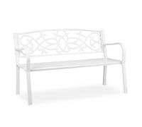 Relaxdays Ornate garden bench in white