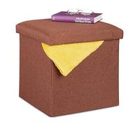 Relaxdays Ottoman, Seat Stool with Storage Space, Foldable, Upholstered, Square, Cube, HxWxD 37 x 37.5 x 37.5 cm, Brown