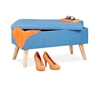 Relaxdays Ottoman Storage Bench, Blue, 77 x 39 x 39 cm