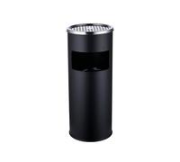 Relaxdays outdoor ashtray with bin, metal, 17 l, smoker's pillar inner bin, HxD: 60.5x24 cm, iron, black/silver