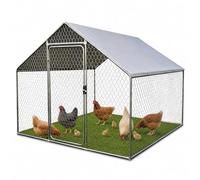 Relaxdays Outdoor Enclosure, HWD: 2 x 2 x 3 m, sunshade cover, silver | Door bolts, small animals, poultry, chicken coop