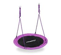 Relaxdays Outdoor Nest Swing for Kids & Adults, Ø 110 cm, For up to 100 kg, Round Swing, Purple