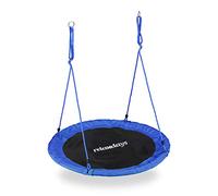 Relaxdays Outdoor Nest Swing for Kids & Adults, 110 cm, for Up To 100 kg, Round Swing, Blue