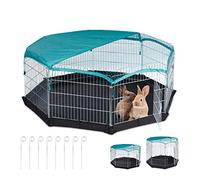 Relaxdays Outdoor Run with 8 Grids Rabbit Guinea Pig HBT 60.5 x 160 x 160 cm Silver, 1 Item