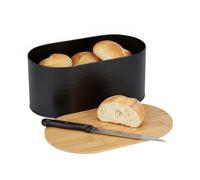 Relaxdays Oval bread bin, bamboo lid