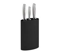 Relaxdays Oval Knife Block, Empty Holder, Blade Storage with Bristles, HWD: 22 x 16.5 x 6.5 cm, Kitchen Organiser, Black
