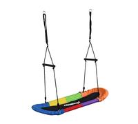 Relaxdays oval nest swing, for children & adults, 150 kg, multi-person swing with handles, BT: 123x45 cm, colourful